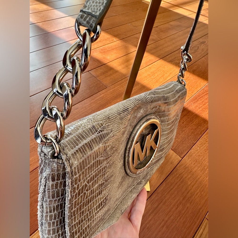 Michael Kors Textured Gray Python Shoulder Bag - image 4